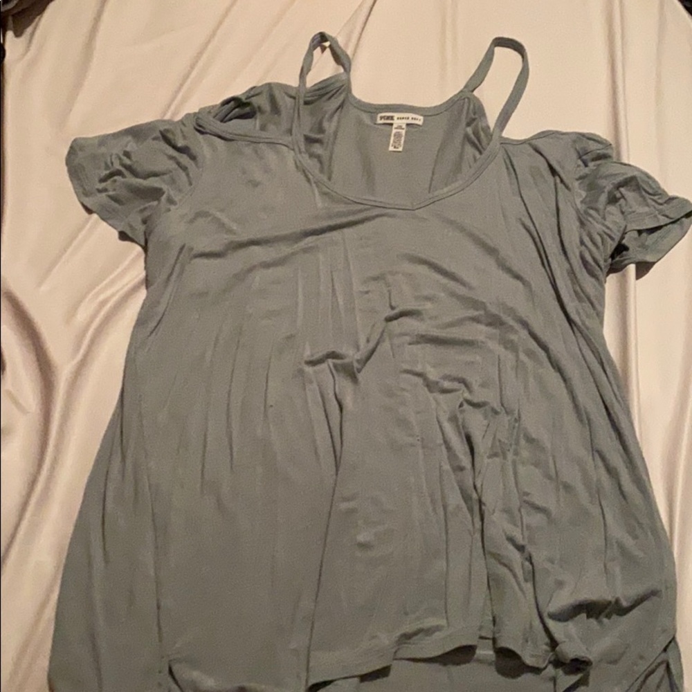 Pink super soft cold shoulder top